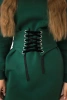Insulated dress with a decorative belt dark green