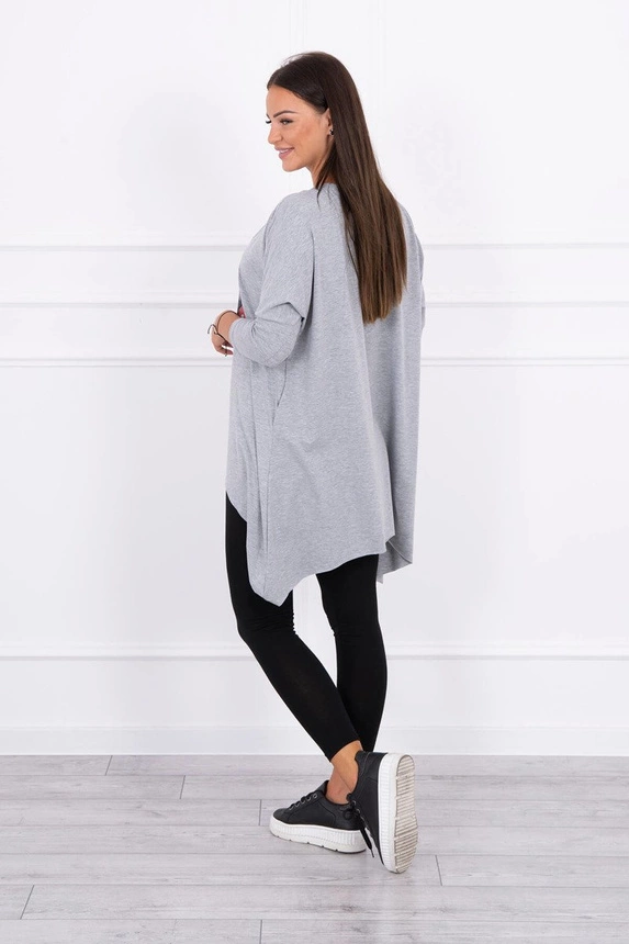 Oversize halenka s duhovým potiskem rtů šedá