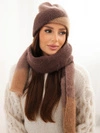 A set women's hat and scarf brown+camel