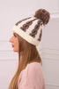Cap with a pompom Rozalia K323 mocca+ecru
