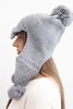 Women's winter cap with wool, visor and pom-poms K475 dark gray