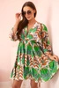 Damenkleid aus Baumwolle mit weiten Ärmeln grün