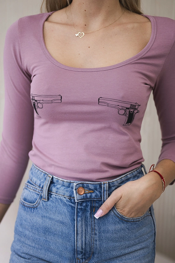 Body blouse with pistols print dark pink