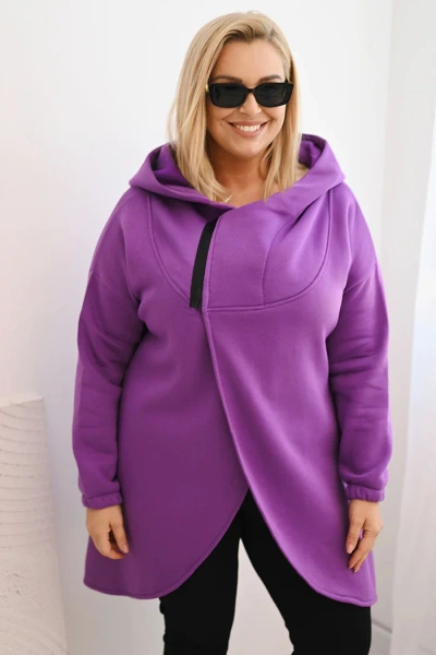 Women's Plus Size insulated hoodie with an asymmetrical zipper dark purple
