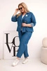 Plus Size women's cotton set with a blazer and pants dark denim