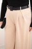 Damen Plus Size Hosen mit weitem Bein und Gürtel beige