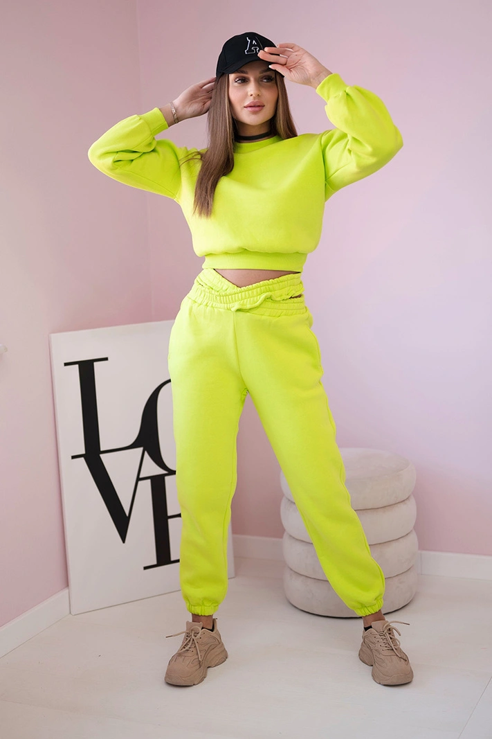 Isoliertes Set mit kurzem Sweatshirt Pistazie