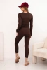 Dámsky bavlnený komplet s dlhým rukávom a legínami hnedý