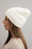 Women's winter hat with wool in a structural weave K432 ecru