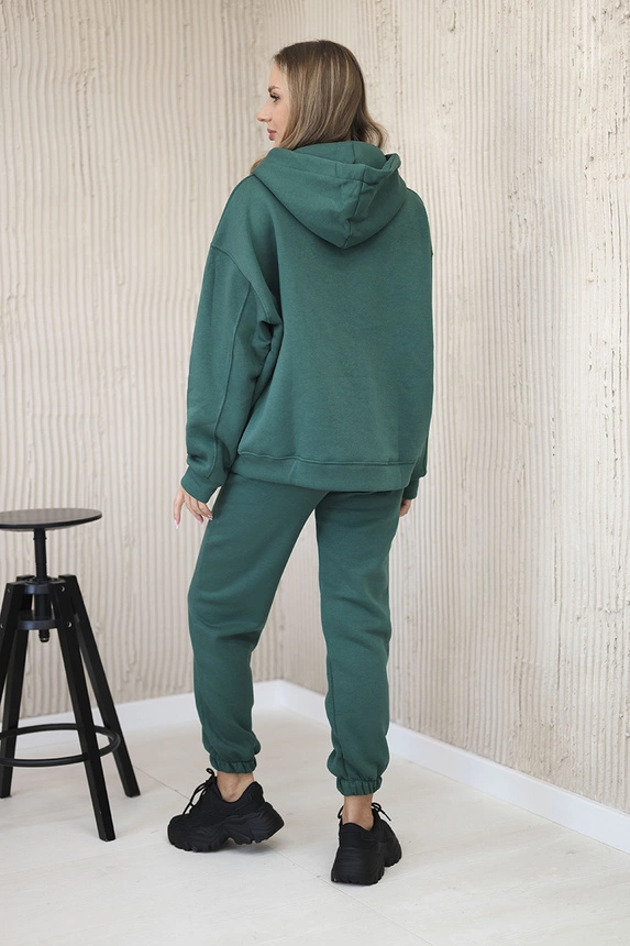 Cotton set with embroidered inscription Paradise green