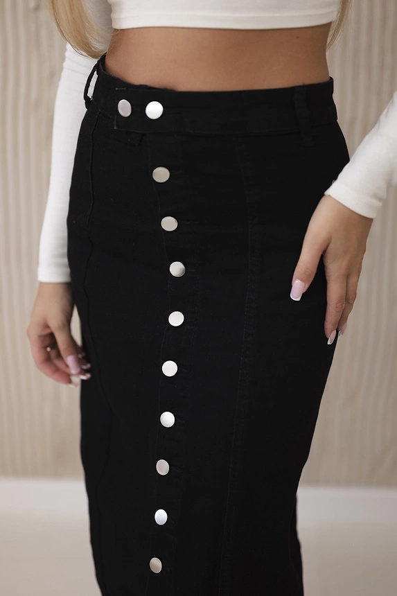 Long skirt with buttons black