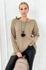 Pullover mit Halskette dunkelbeige