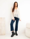 Women's sweater made of 70% kid mohair with buttons with a worn effect ecru