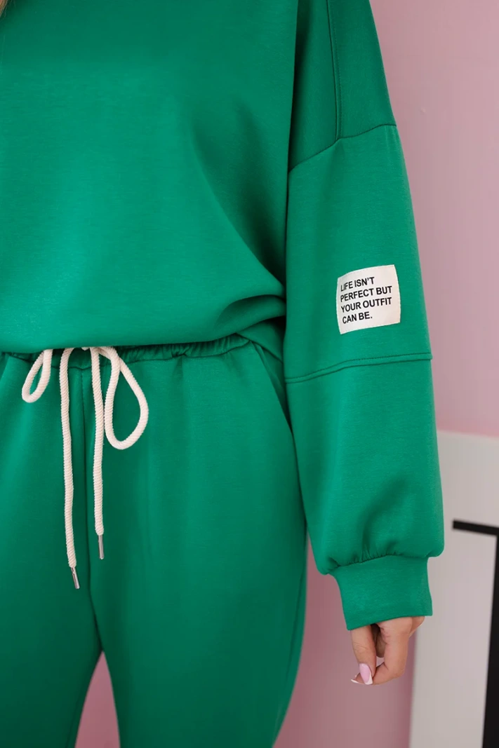 Set sweatshirt + pants buttery fabric green