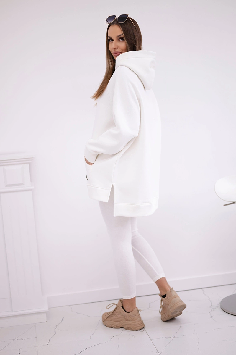 Komplet bawełniany bluza ocieplana + legginsy ecru zdjęcie 3
