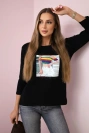 Bluzka z nadrukiem Summer Girl czarna