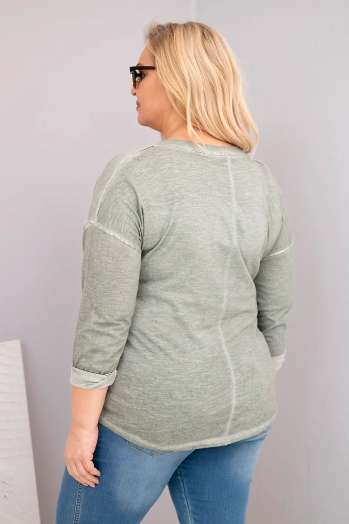 Dámska blúzka Plus Size s potlačou Love You More khaki
