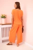 Viscose set pleated blouse + trousers orange