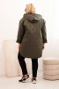 Dámska bunda Plus Size prešívaná s kapucňou a nápisom HOPE khaki
