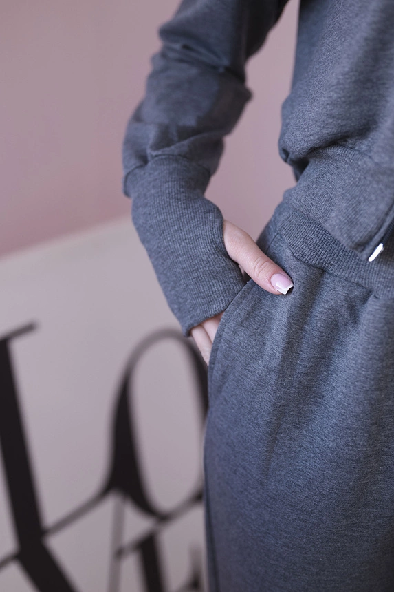 Sweatshirt-Set mit längerer Seite graphit