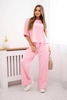 Punto set blouse + wide-leg pants candy pink