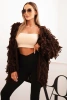Women's cardigan with fringes and a loose fit brown