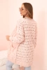 Damen Cardigan mit Taschen aus Ajour-Pullover rosa