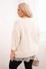 Damen Set V-Ausschnitt Pullover und Viskosebluse mit Spitzenboden beige