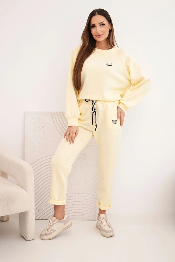 Damen-Set aus Viskose mit Sweatshirt und Hose gelb