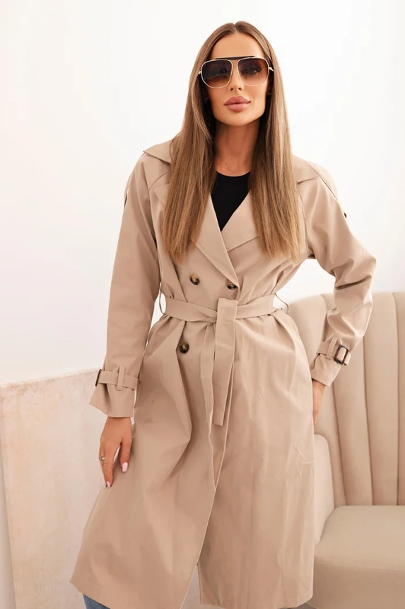 Damenmantel tailliert mit Kragen beige