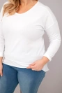 Women's Plus Size distressed blouse with a V-neck and longer back white