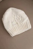Women's winter hat made of wool, decorated with sequins and braid K473 ecru