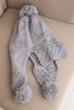 Women's winter cap with wool, visor, and pom-poms K475 light gray