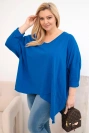 Moteriška medvilninė bluzka Plus Size su asimetriniu apačiu ir V formos iškirpte chabrowa