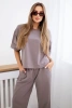Punto set blouse + wide-leg pants fango