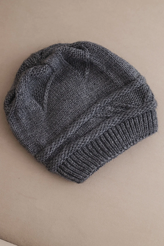 Women's winter hat made of wool with a woven pattern K428 graphite