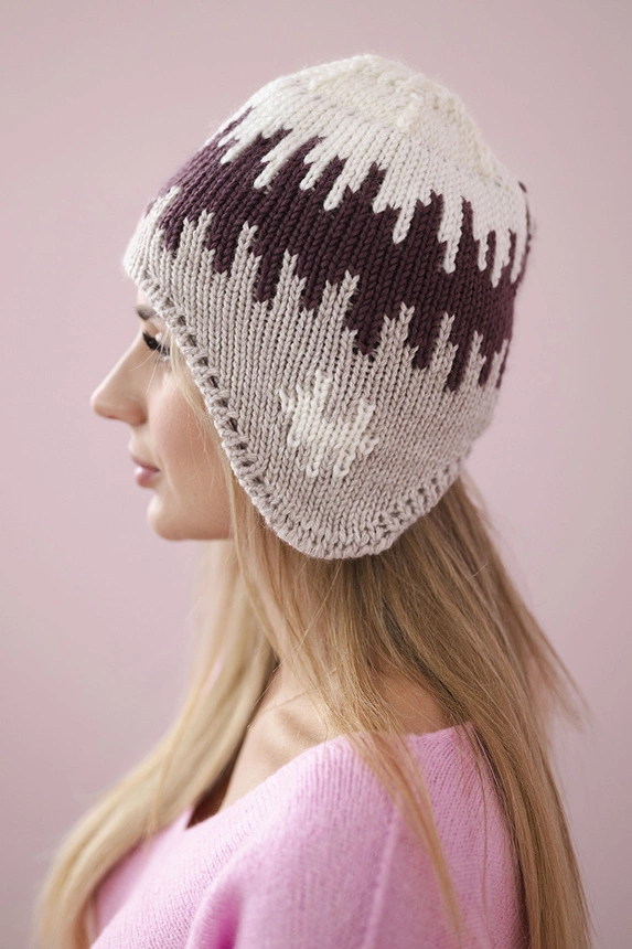 Women's cap Nikol K405 white+dark purple+beige