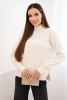 Women's loose-fit viscose sweater with a mock turtleneck beige