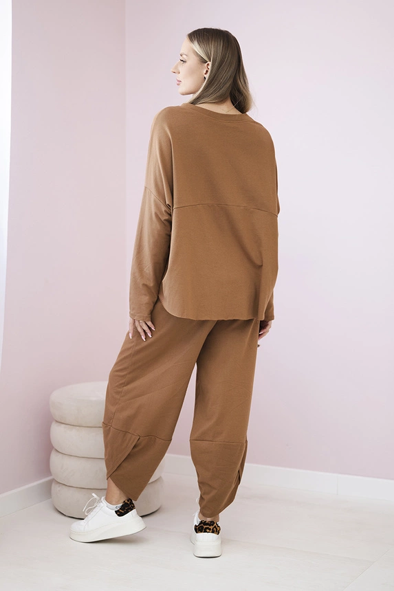 Cotton sweatshirt pants set Camel