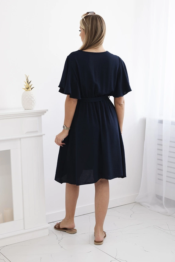 Dress with a plunging neckline navy blue