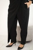 Plus Size women's cotton jumpsuit with a tie at the waist and 3/4 sleeves black