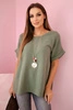 Muslin blouse with a necklace khaki