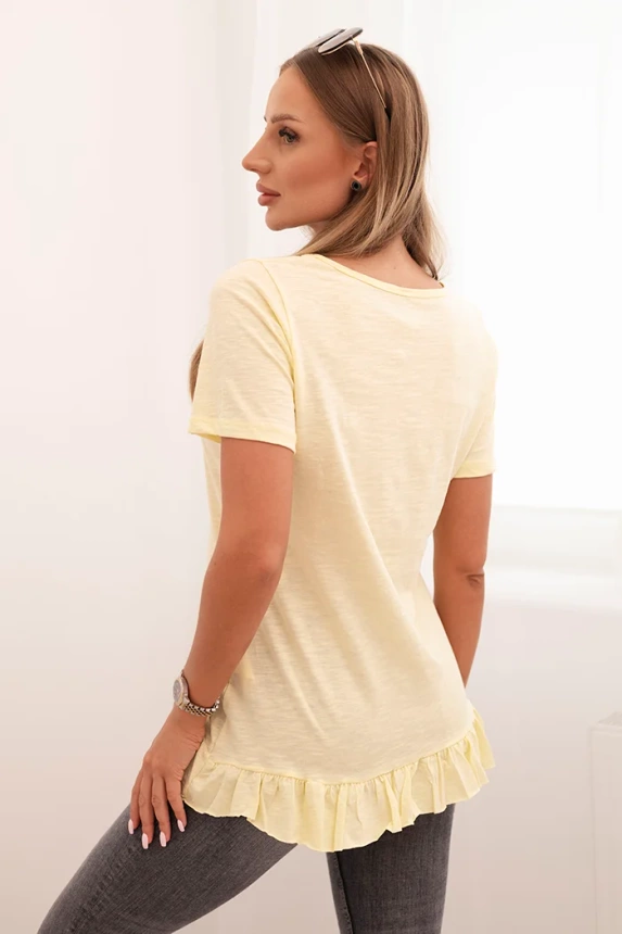 Women's blouse with a frill at the bottom yellow