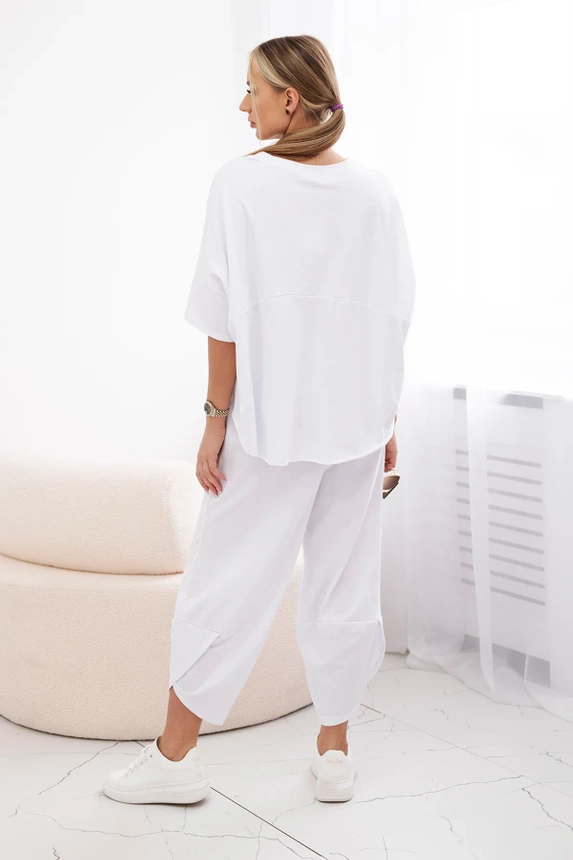 Cotton set blouse + trousers white