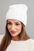 Women's winter hat acrylic with decorative weave K462 white
