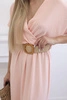 Long dress with a decorative belt apricot