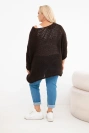 Damenpullover aus grob gestricktem Oversize mit V-Ausschnitt und längerem Rücken braun