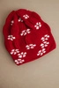 Women's winter knitted hat with snowflake pattern K463 red