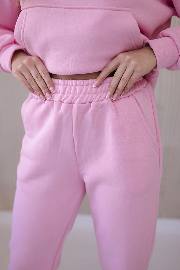 Insulated set with a sweatshirt tied at the bottom powdered pink