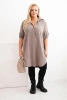 Plus Size women's shirt dress with a longer back and rolled-up sleeves fango